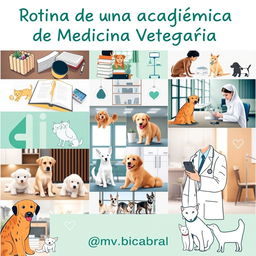 A vibrant and engaging Instagram post for a veterinary medicine student account