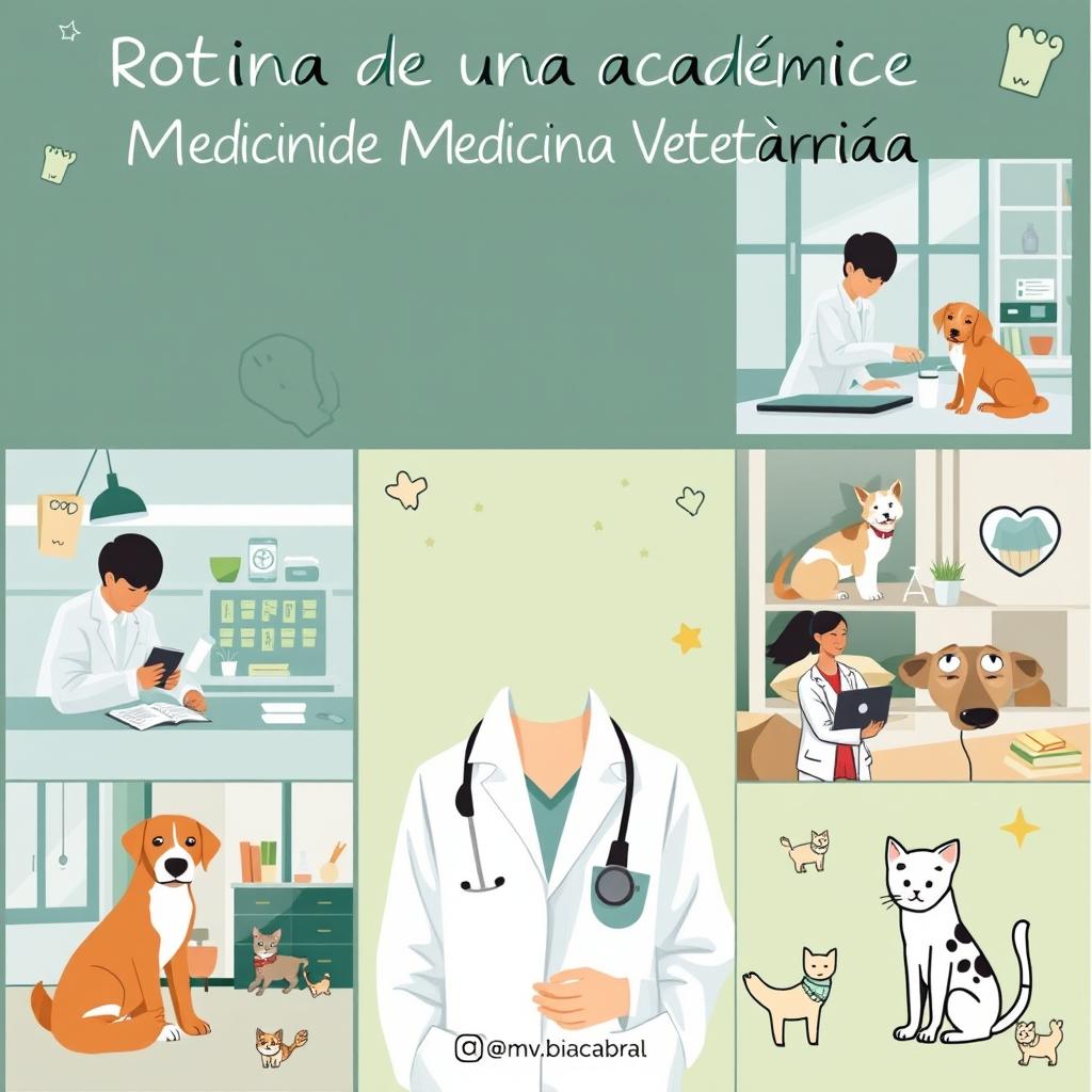 A vibrant and engaging Instagram post for a veterinary medicine student account