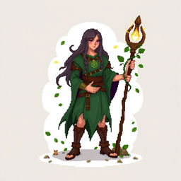 An 8-bit pixel art character of a druid