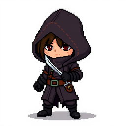 A pixel art character of a rogue in the style of Stardew Valley