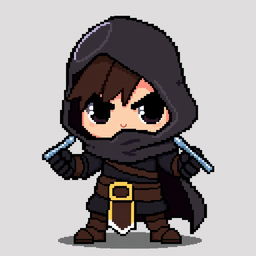 A pixel art character of a rogue in the style of Stardew Valley