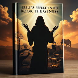 a serious and symbolic book cover depicting the theme of Jesus fulfilling the Book of Genesis