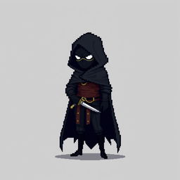 A pixel art character of a rogue in a minimalist style