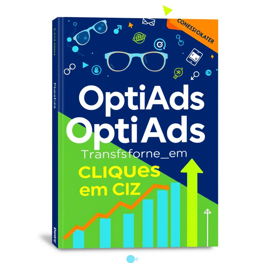 An eye-catching book cover for 'OptiAds: Transforme Cliques em Clientes'