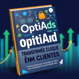 An eye-catching book cover for 'OptiAds: Transforme Cliques em Clientes'