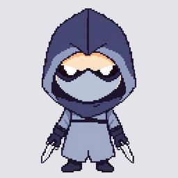 An 8-bit pixel art character of a rogue in a minimalist style