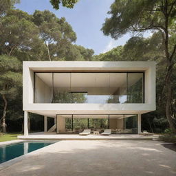 The house grows in size and embodies a minimalist yet modern design, maintaining its warm cream color, harmoniously blending with the lush forest or the soothing beach.