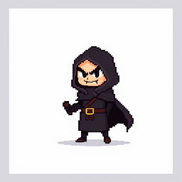 An 8-bit pixel art character of a rogue in a minimalist style