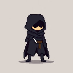 An 8-bit pixel art rogue character in a minimalist style