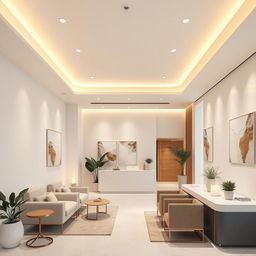 Aesthetic center interior design for facial treatments, featuring modern and luxurious elements