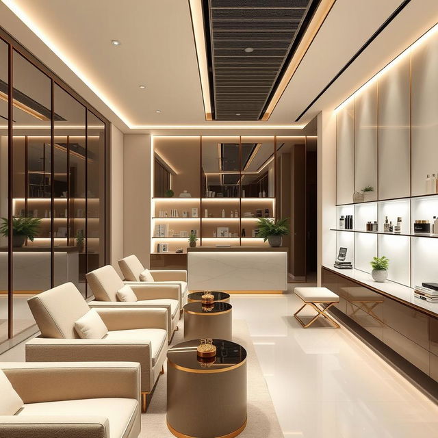 A modern and elegant interior design of an aesthetic center dedicated to facial treatments