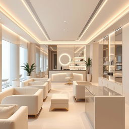 A modern and elegant interior design of an aesthetic center dedicated to facial treatments