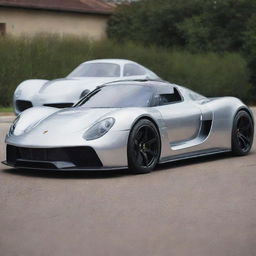 An exotic fusion of a Porsche and a Devel Sixteen, reflecting the elegance of a Porsche and the robust power of a Devel Sixteen