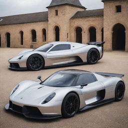 An exotic fusion of a Porsche and a Devel Sixteen, reflecting the elegance of a Porsche and the robust power of a Devel Sixteen