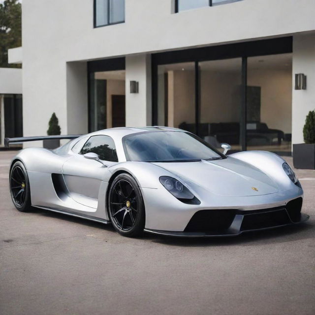 An exotic fusion of a Porsche and a Devel Sixteen, reflecting the elegance of a Porsche and the robust power of a Devel Sixteen