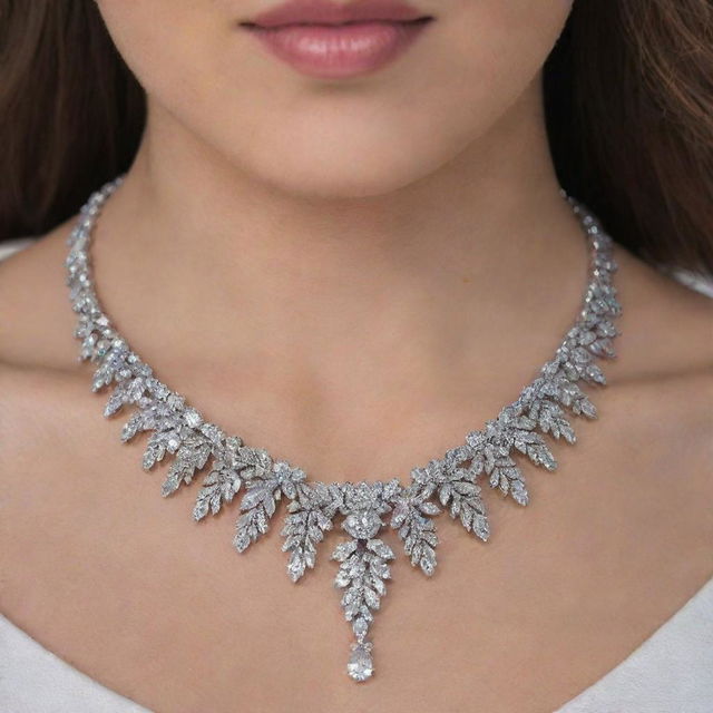 A stunning necklace adorned with sparkling diamonds, capturing the essence of luxury and elegance.