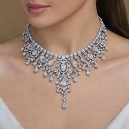 A stunning necklace adorned with sparkling diamonds, capturing the essence of luxury and elegance.