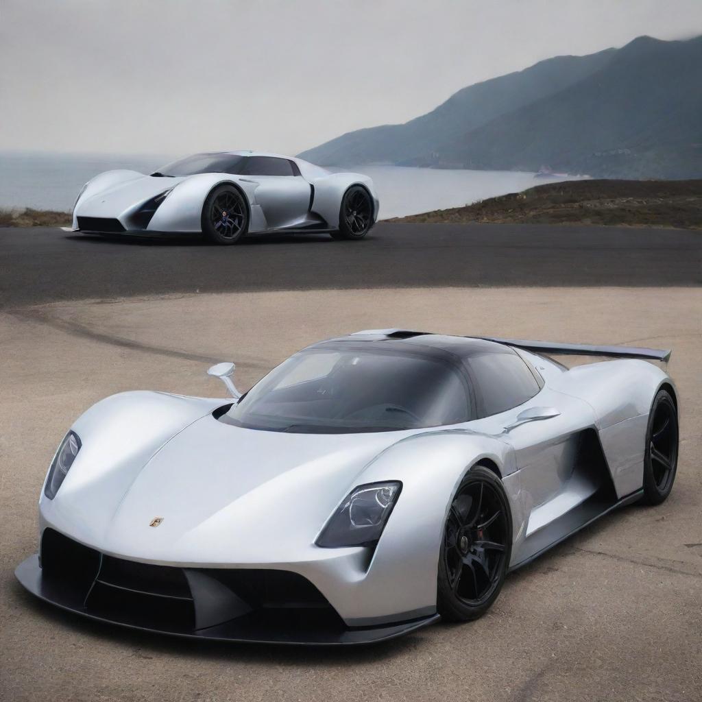 A hybrid supercar blending the classic curves of a Porsche and the audacious design of a Devel Sixteen