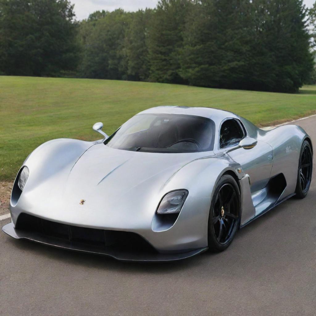 A hybrid supercar blending the classic curves of a Porsche and the audacious design of a Devel Sixteen