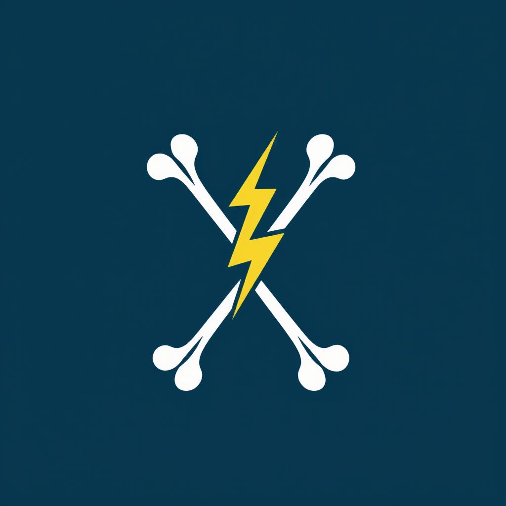 A minimalistic logo for physiotherapy featuring stylized bones and a lightning bolt