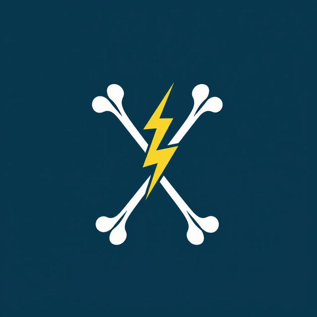 A minimalistic logo for physiotherapy featuring stylized bones and a lightning bolt