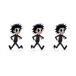 Jeff the Killer running in a series of 5 pixel art frames