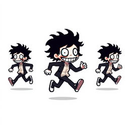 Jeff the Killer running in a series of 5 pixel art frames