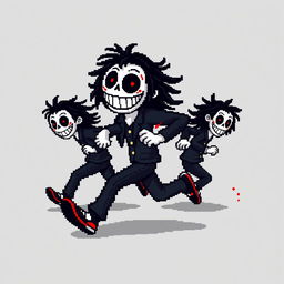 Jeff the Killer running in a series of 5 pixel art frames