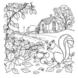 Black and white coloring book images capturing the essence of fall