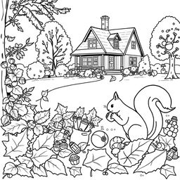 Black and white coloring book images capturing the essence of fall