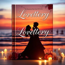 A romantic book cover featuring a serene and dreamy composition centered around the title "Lovettery" in elegant, flowing typography