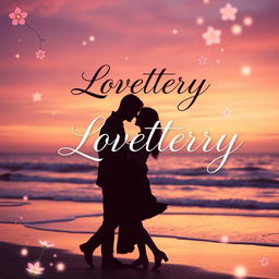 A romantic book cover featuring a serene and dreamy composition centered around the title "Lovettery" in elegant, flowing typography