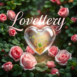 A romantic book cover for "Lovettery," featuring a symbolic blend of love and luck