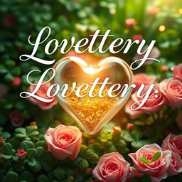 A romantic book cover for "Lovettery," featuring a symbolic blend of love and luck