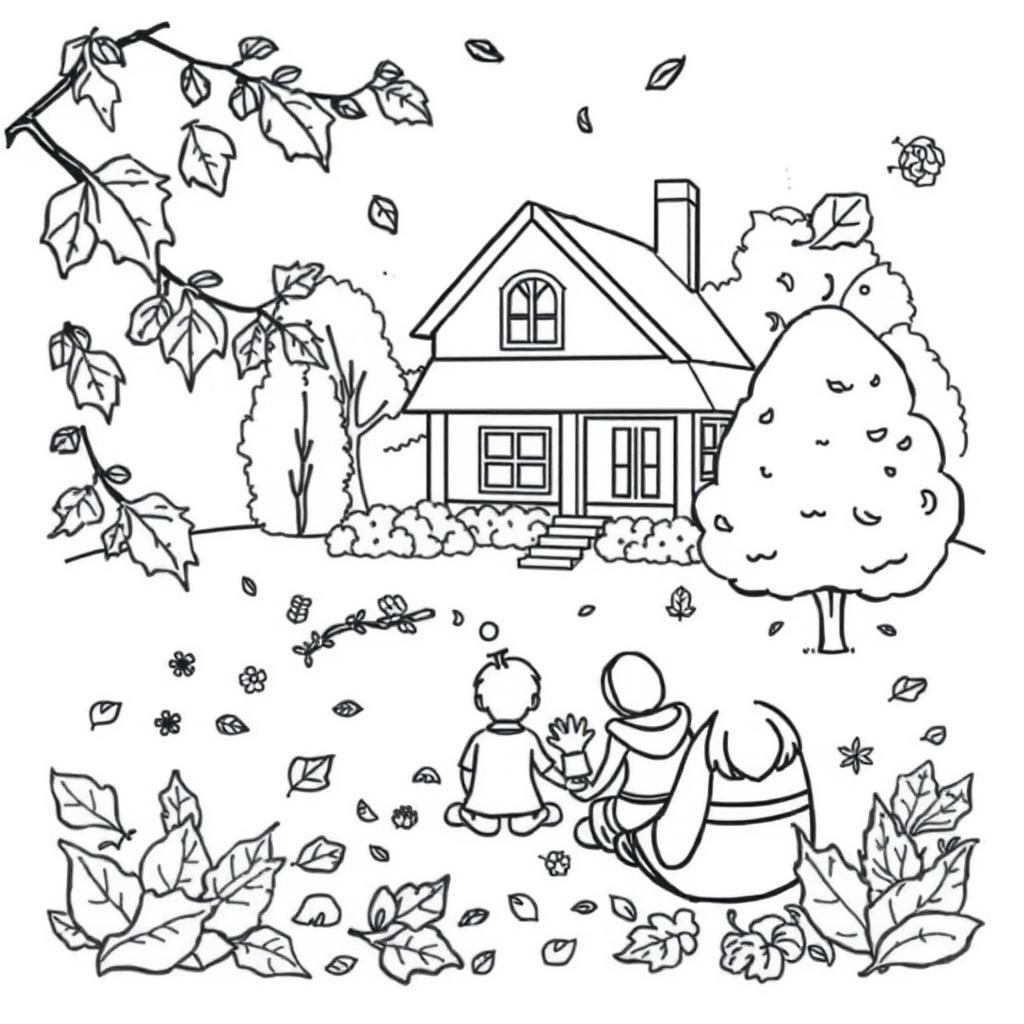 Black and white coloring book images capturing the essence of fall