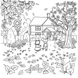 Black and white coloring book images capturing the essence of fall