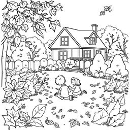 Black and white coloring book images capturing the essence of fall