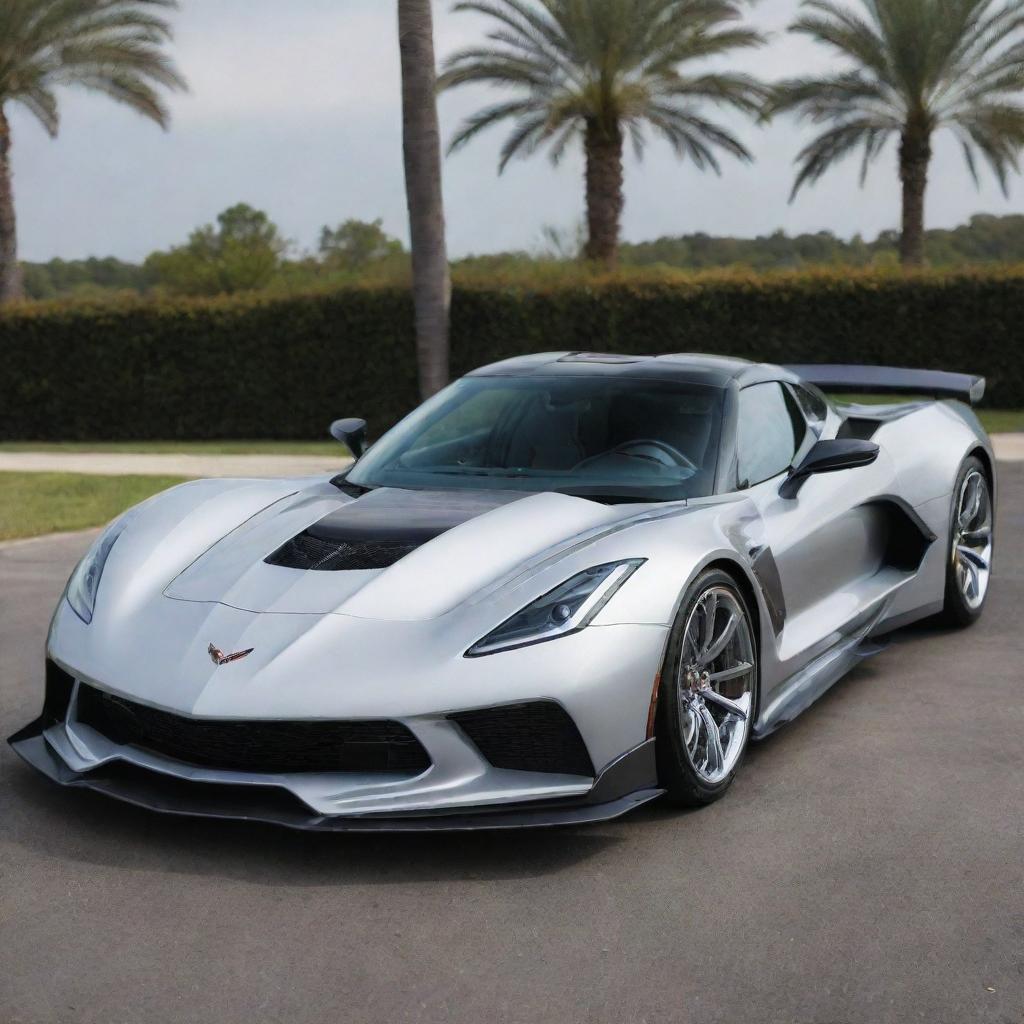 A stunning supercar that combines the iconic and sporty design of a Corvette with the ferocious aesthetics of a Devel Sixteen