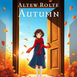 A book cover featuring a short-haired brunette girl wearing a red scarf and a blue dress