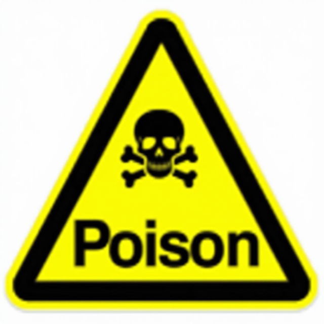 A yellow and black triangular warning sign with the word "Poison" prominently displayed