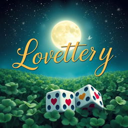 A romantic book cover for the novel titled "Lovettery," which beautifully intertwines the themes of love and luck