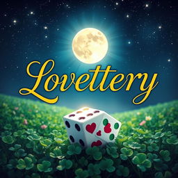 A romantic book cover for the novel titled "Lovettery," which beautifully intertwines the themes of love and luck