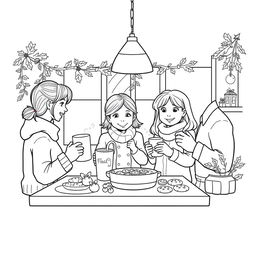 Black and white coloring book images capturing the cozy essence of fall transitioning into winter festivities