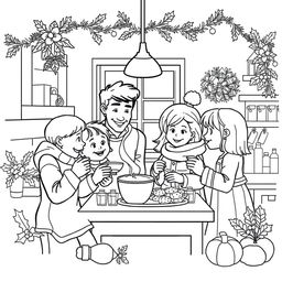 Black and white coloring book images capturing the cozy essence of fall transitioning into winter festivities