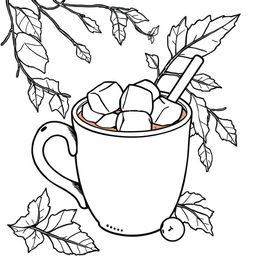 Black and white coloring book image that beautifully captures the essence of fall warmth