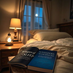 A cozy bedroom setting illuminated by the soft glow of a bedside lamp