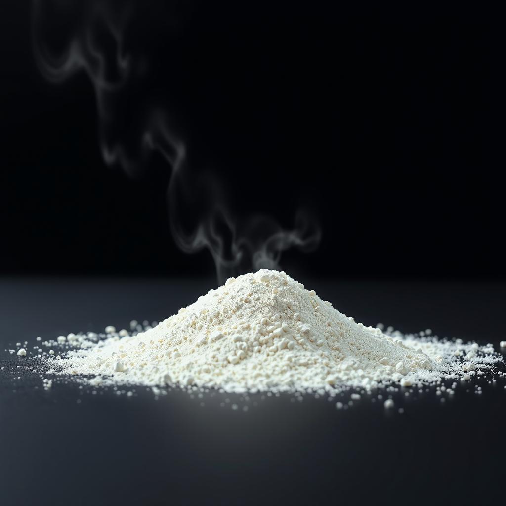 A conceptual image of a pile of flour, subtly revealing the presence of chemical compounds