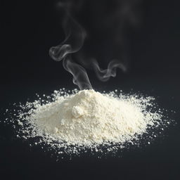 A conceptual image of a pile of flour, subtly revealing the presence of chemical compounds