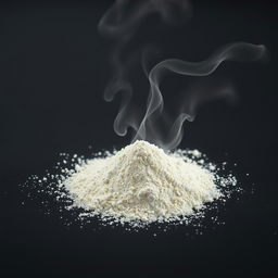 A conceptual image of a pile of flour, subtly revealing the presence of chemical compounds