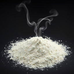 A conceptual image of a pile of flour, subtly revealing the presence of chemical compounds